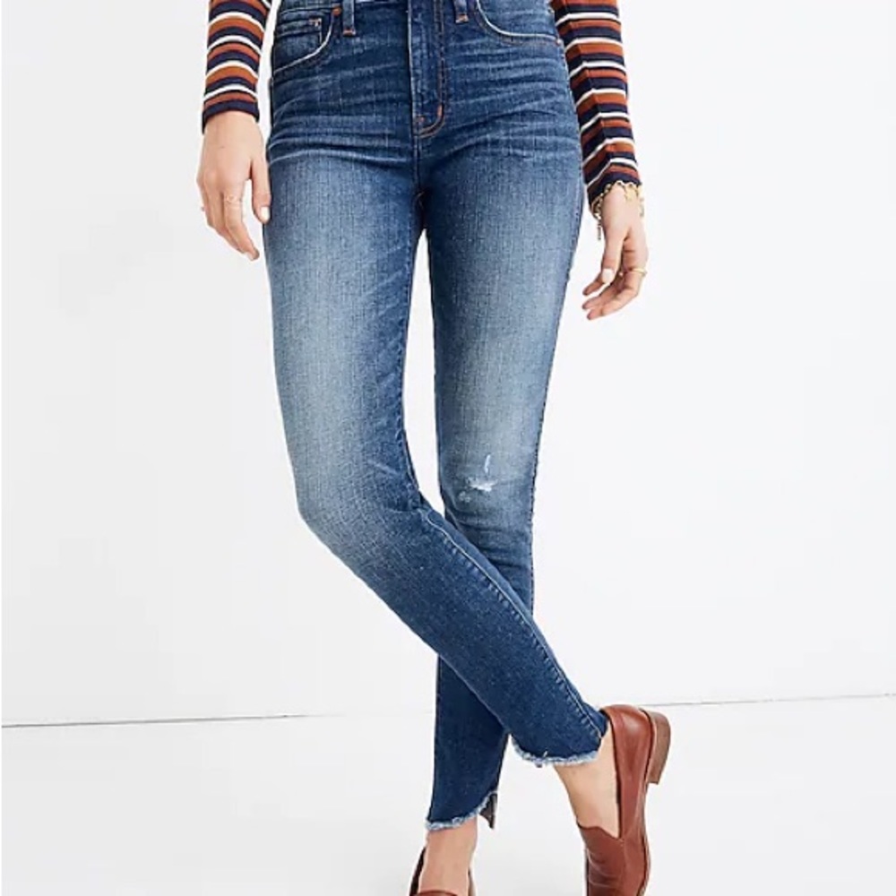 Madewell 10" High-Rise Skinny Jeans Cutout Tulip Hem Size 26